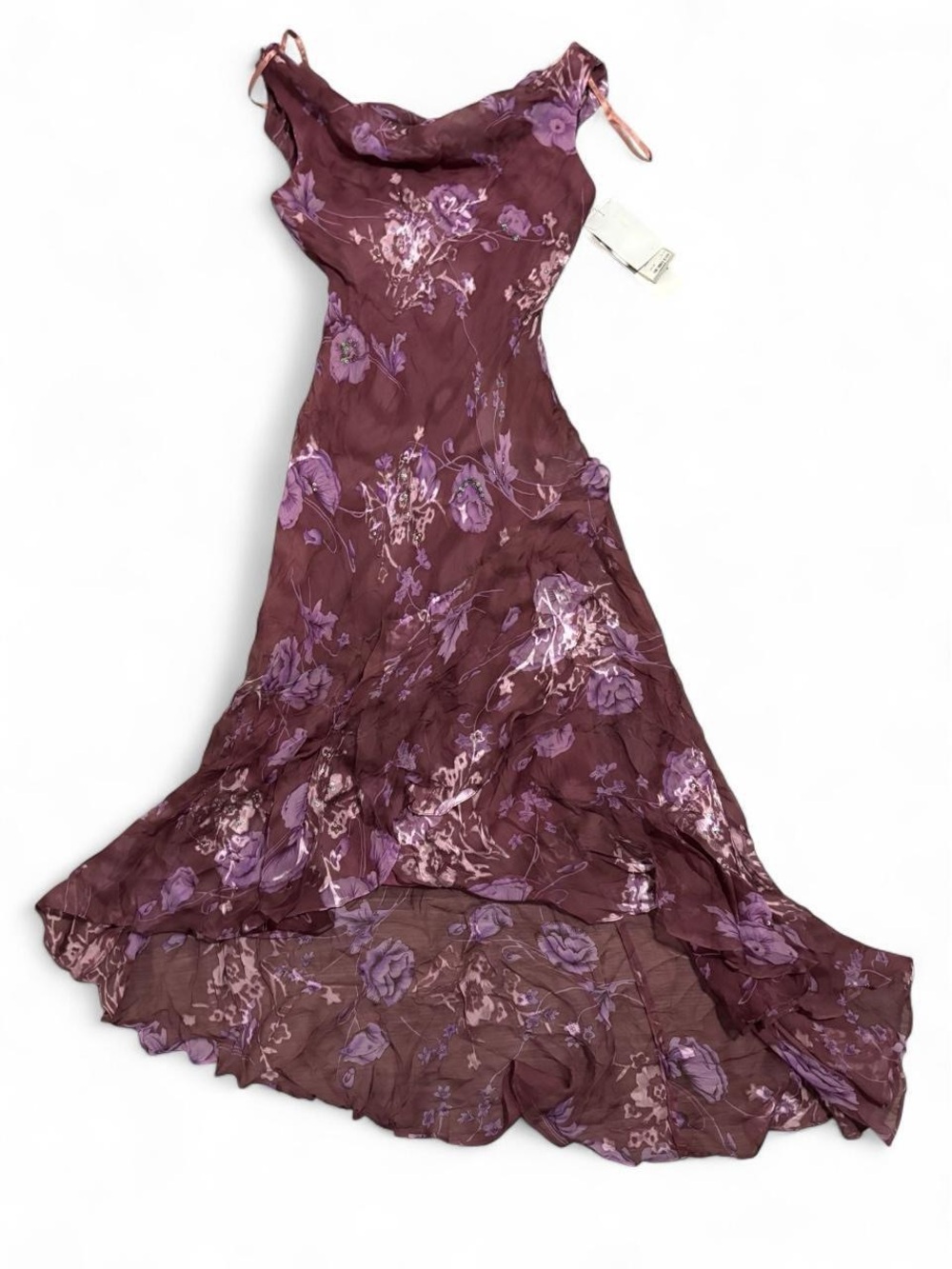 Deadstock Vintage Silk Blend Beaded Fairycore Dress, Alex Evenings, Size 8